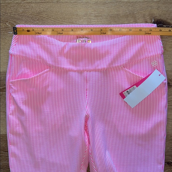 Lilly Pulitzer UPF 50+ Luxletic Corso Pant Havana Pink Performance Seersucker 8 - Picture 7 of 11
